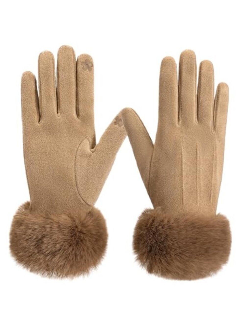 Winter Gloves for Women with Faux Fur Cuff Thermal Warm Touchscreen Gloves